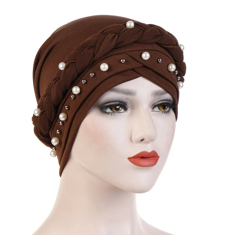 Head Scarf for muslim women Two-color cotton braid turban bonnet hijab Caps Inner hijabs femme musulman arab wrap turbantes - NamafadStore