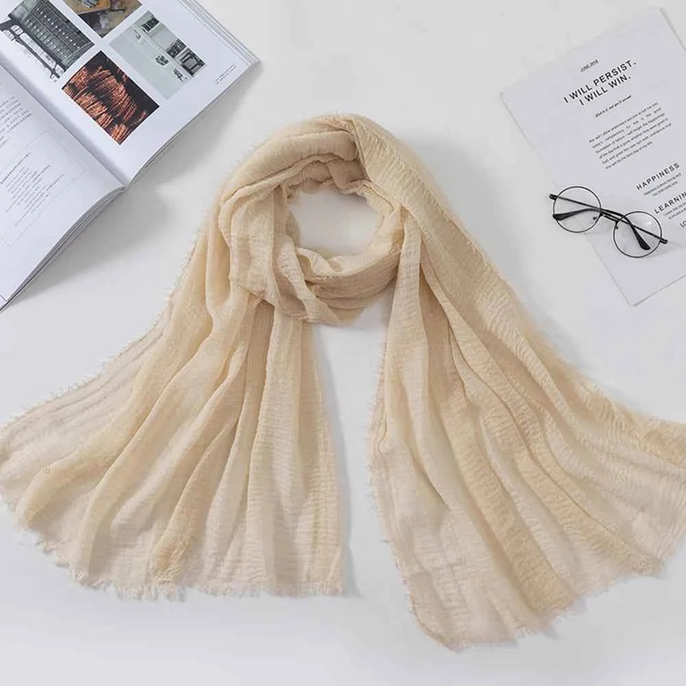 2026 Muslim Fashion Women Crinkle Hijab Scarf Soft Solid Head Scarves Turban Shawls and Wraps Hijab femme musulman kopftuch