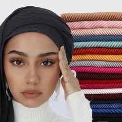 2026 Muslim Fashion Women Crinkle Hijab Scarf Soft Solid Head Scarves Turban Shawls and Wraps Hijab femme musulman kopftuch
