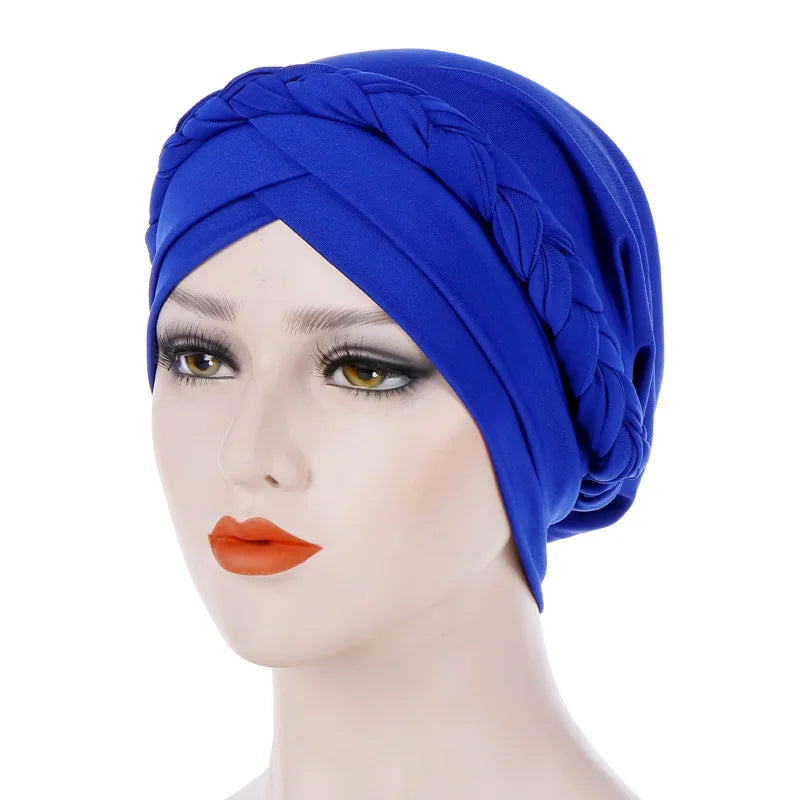 Head Scarf for muslim women Two-color cotton braid turban bonnet hijab Caps Inner hijabs femme musulman arab wrap turbantes