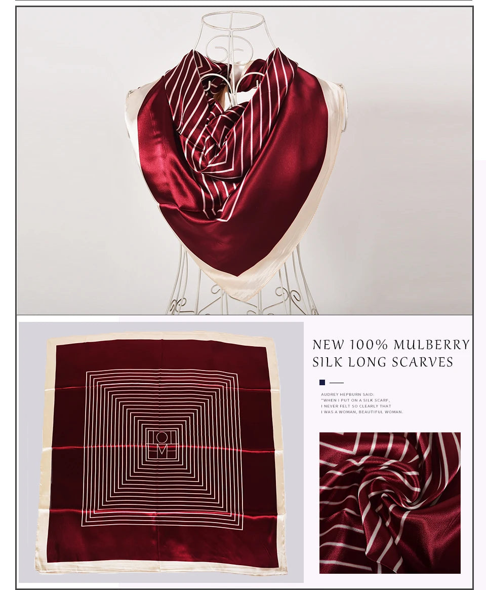 Spring And Autumn Female Satin Scarf,Big Square Scarves Hijabs Printed,Women Scarf,Purple Polyester Silk Scarf Shawl 90*90cm - NamafadStore