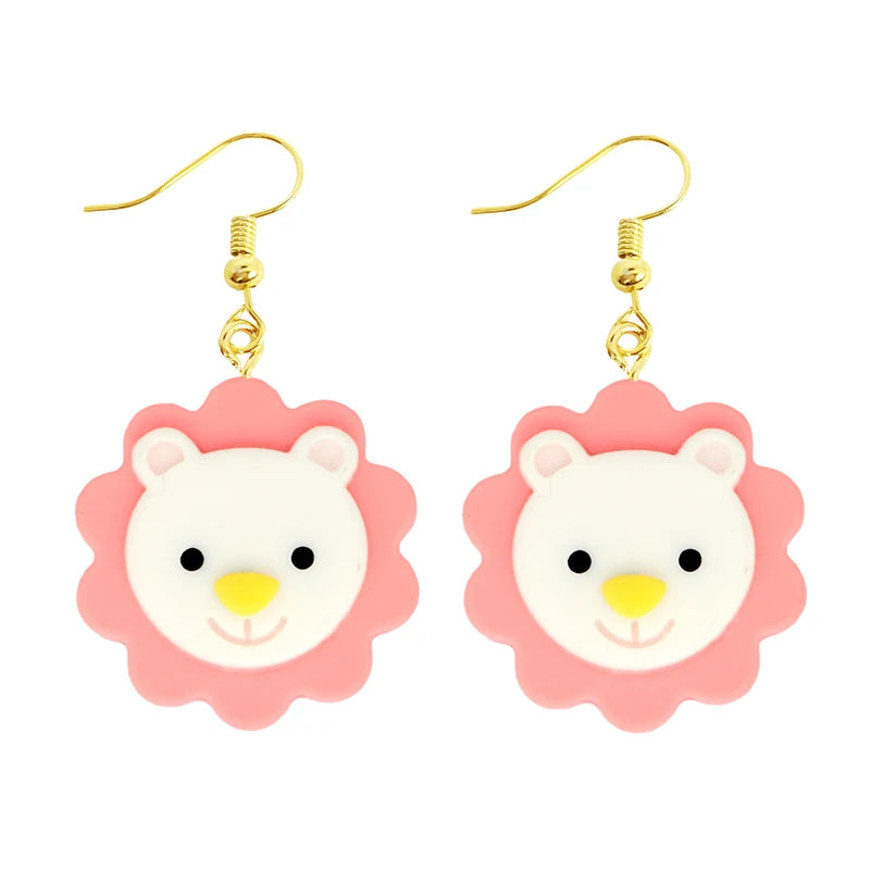 Women Earring Resin Drop Funny Custom Cute Girls Gift Eardrop Kids Animal Duck Frog Rabbit Owl Cub Gummy Flamingo