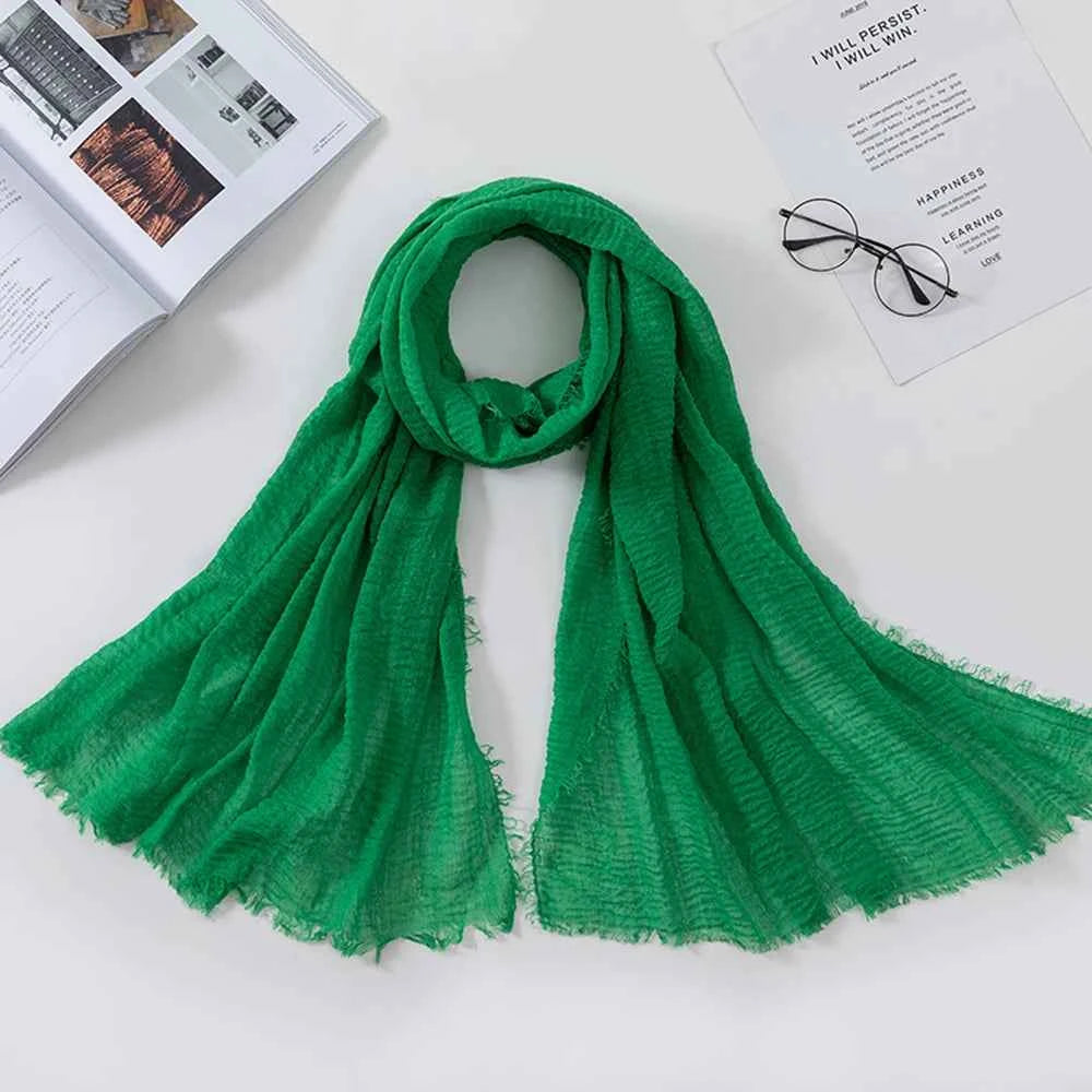 2026 Muslim Fashion Women Crinkle Hijab Scarf Soft Solid Head Scarves Turban Shawls and Wraps Hijab femme musulman kopftuch