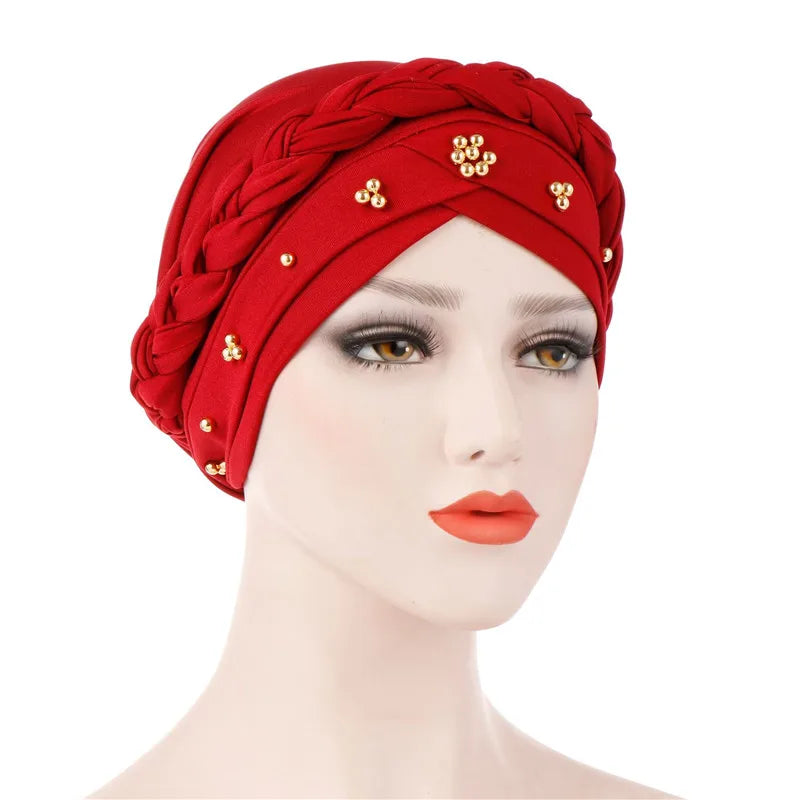 Head Scarf for muslim women Two-color cotton braid turban bonnet hijab Caps Inner hijabs femme musulman arab wrap turbantes - NamafadStore