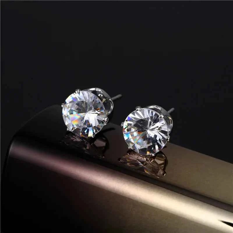 Ekopdee 2021 New Luxury Colourful Blue Zircon Stud Earrings For Women Fashion CZ Geometric Wedding Hoop Earrings Female Jewelry