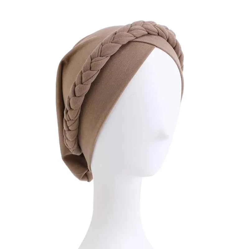 Bohemian Handmade Braid Turban – Slouchy Cross Bandana Hat for Women’s Muslim Hijab & Hair Loss