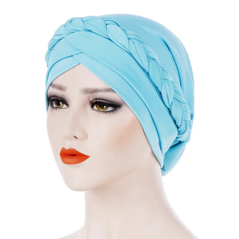 Head Scarf for muslim women Two-color cotton braid turban bonnet hijab Caps Inner hijabs femme musulman arab wrap turbantes