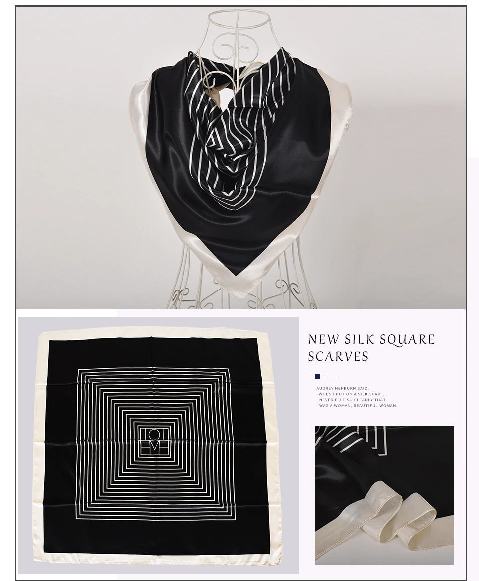 Spring And Autumn Female Satin Scarf,Big Square Scarves Hijabs Printed,Women Scarf,Purple Polyester Silk Scarf Shawl 90*90cm - NamafadStore