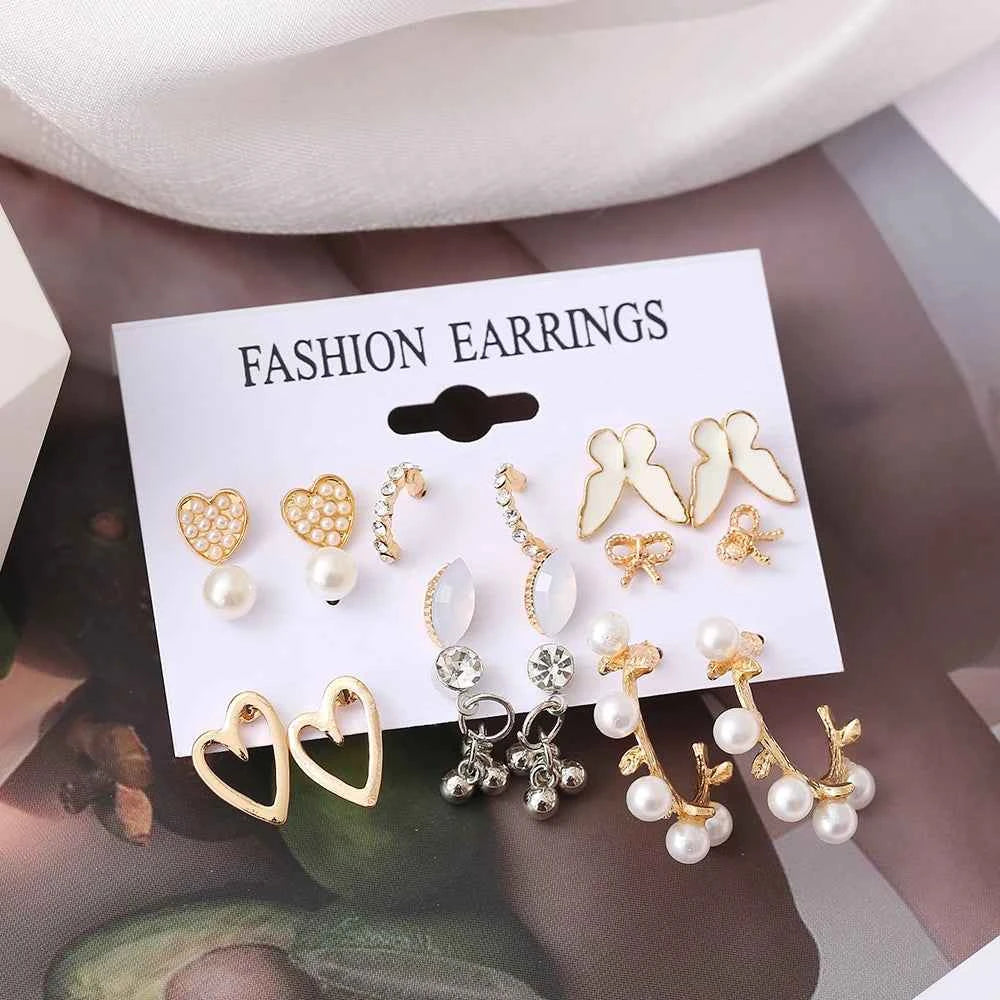 Punk Leopard Acrylic Resin Hoop Earrings Set for Women Trendy Gold Silver Color Butterfly Pearl Circle Earrings Gifts Jewelry