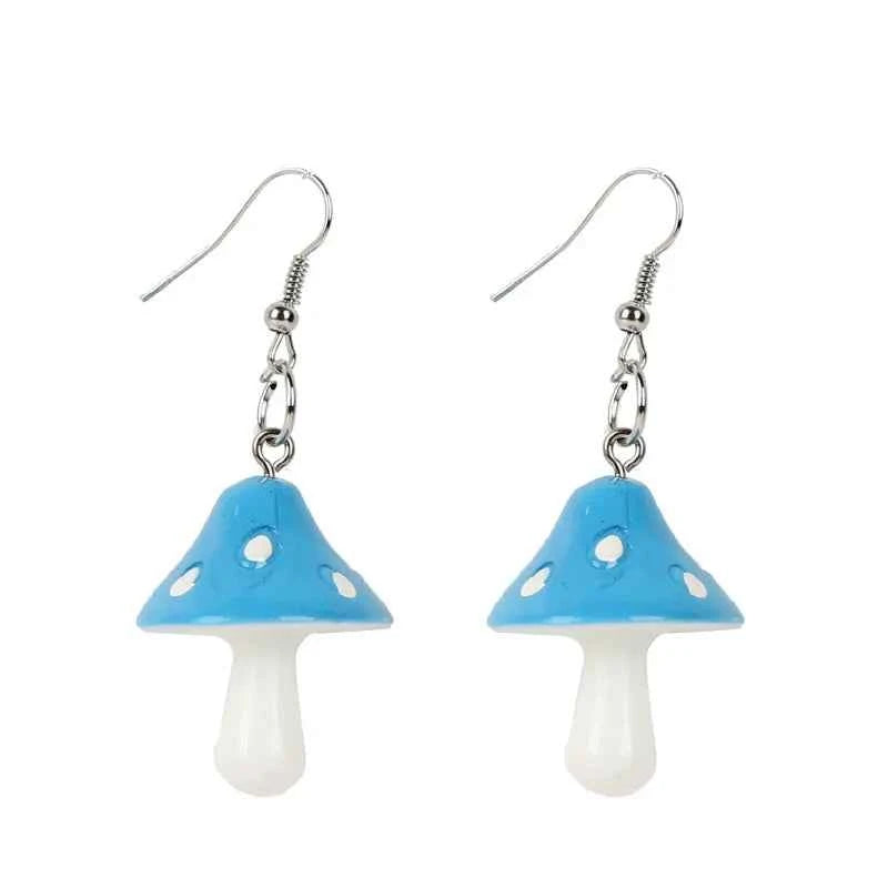 Sweet Resin Mushroom Earrings Handmade Plastic Simulation Mushroom Long Pendant Earring Jewelry For Women Girls Gift