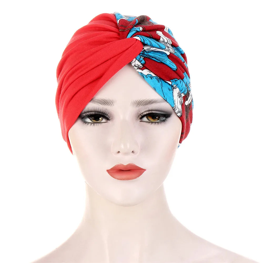 Twist Knot Muslim Women Print Indian Chemo Cap Bonnet Turban Underscarf Cancer Beanies Islamic Arab Strech Femme Headwear Scarf - NamafadStore