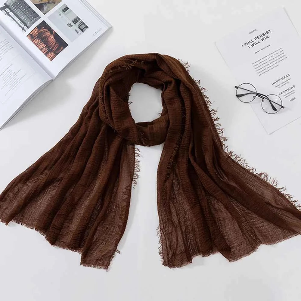 2026 Muslim Fashion Women Crinkle Hijab Scarf Soft Solid Head Scarves Turban Shawls and Wraps Hijab femme musulman kopftuch