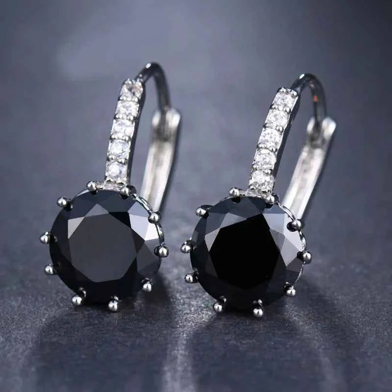 Ekopdee 2021 New Luxury Colourful Blue Zircon Stud Earrings For Women Fashion CZ Geometric Wedding Hoop Earrings Female Jewelry