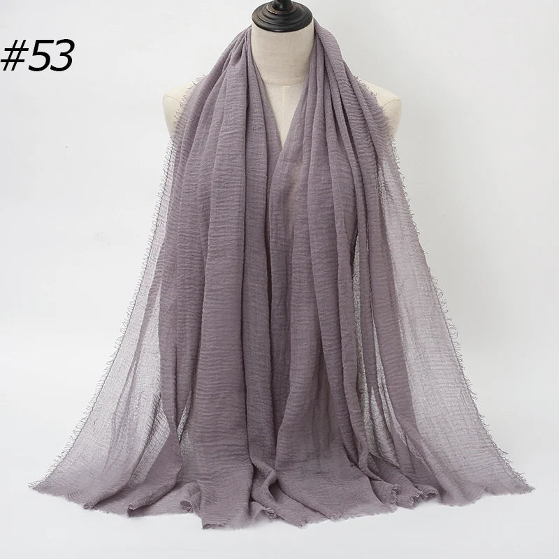 Hot Crinkle Cotton Hijab Scarf Women Scarves Bandana Turban Headscarf Muslim Shawl Africa Wrap Headband Islamic Shawls Headband