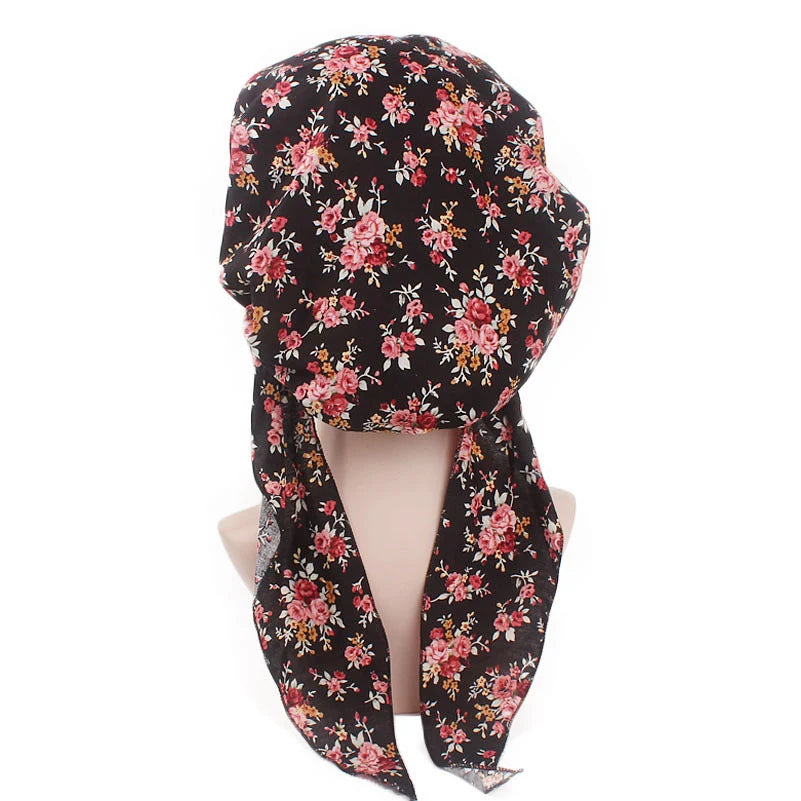 New fashion printed flowers women inner hijabs caps muslim head scarf turban bonnet ready to wear ladies wrap under hijab cap - NamafadStore