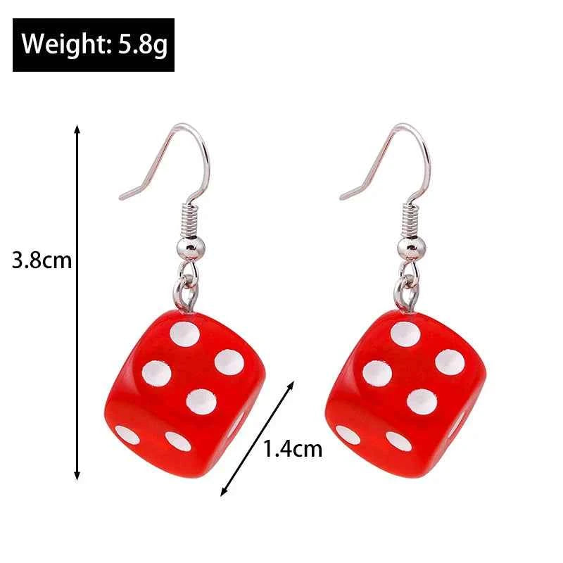Handmade Cartoon 3D Resin Dice Drop Earring Tassel Casino Candy Color Personality Fun Jewelry for Women Female Gift