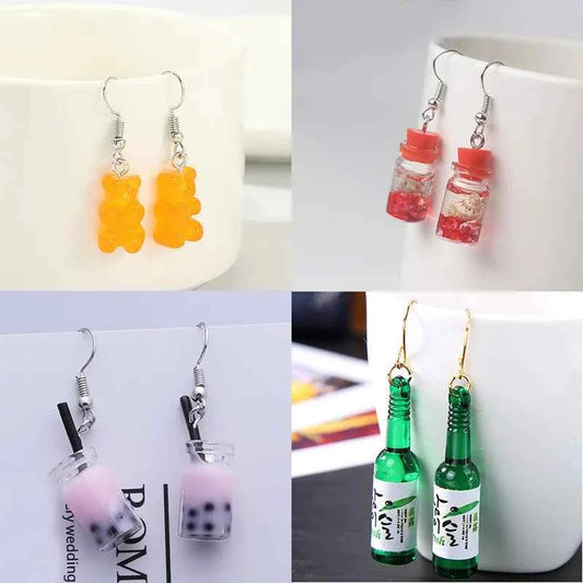 Cute Acrylic Pendants Hook Earrings Sequins Beer Bottle Women Dangle Earrings Korean Fashion Bear Small Earrings pendientes