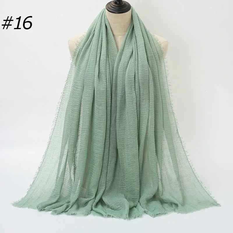 Hot Crinkle Cotton Hijab Scarf Women Scarves Bandana Turban Headscarf Muslim Shawl Africa Wrap Headband Islamic Shawls Headband