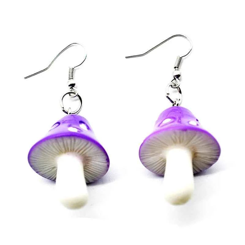 Sweet Resin Mushroom Earrings Handmade Plastic Simulation Mushroom Long Pendant Earring Jewelry For Women Girls Gift