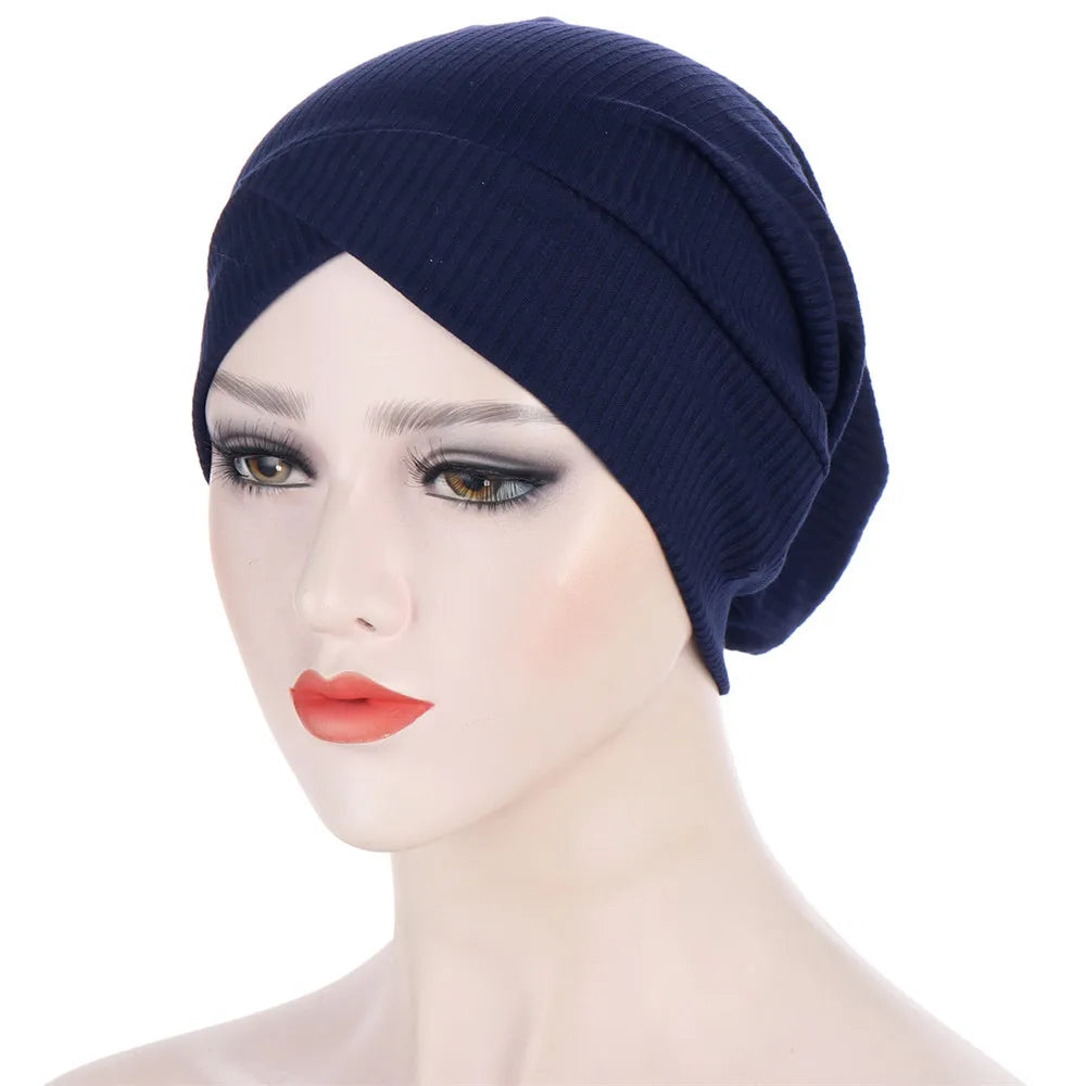 1PC New Women Elastic Turban Hat Muslim Hijab Islamic Beads Cancer Chemo Cap Ladies Hijab Stretch Head Wrap Head Scarf Hair Loss - NamafadStore