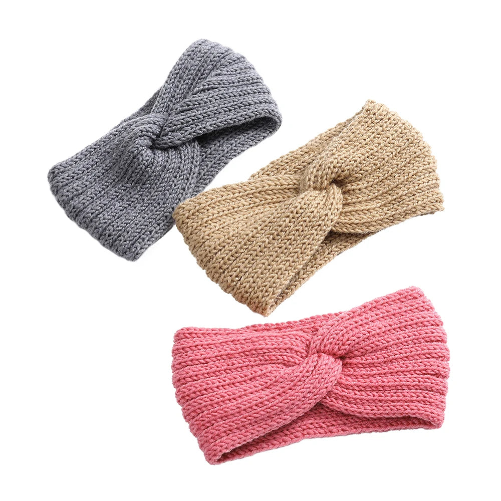 Wool Knitted Knot Cross Headband for Women Autumn Winter Bow Elastic Hairbands Girls Hair Accessories Headwear Hair Bands New - NamafadStore