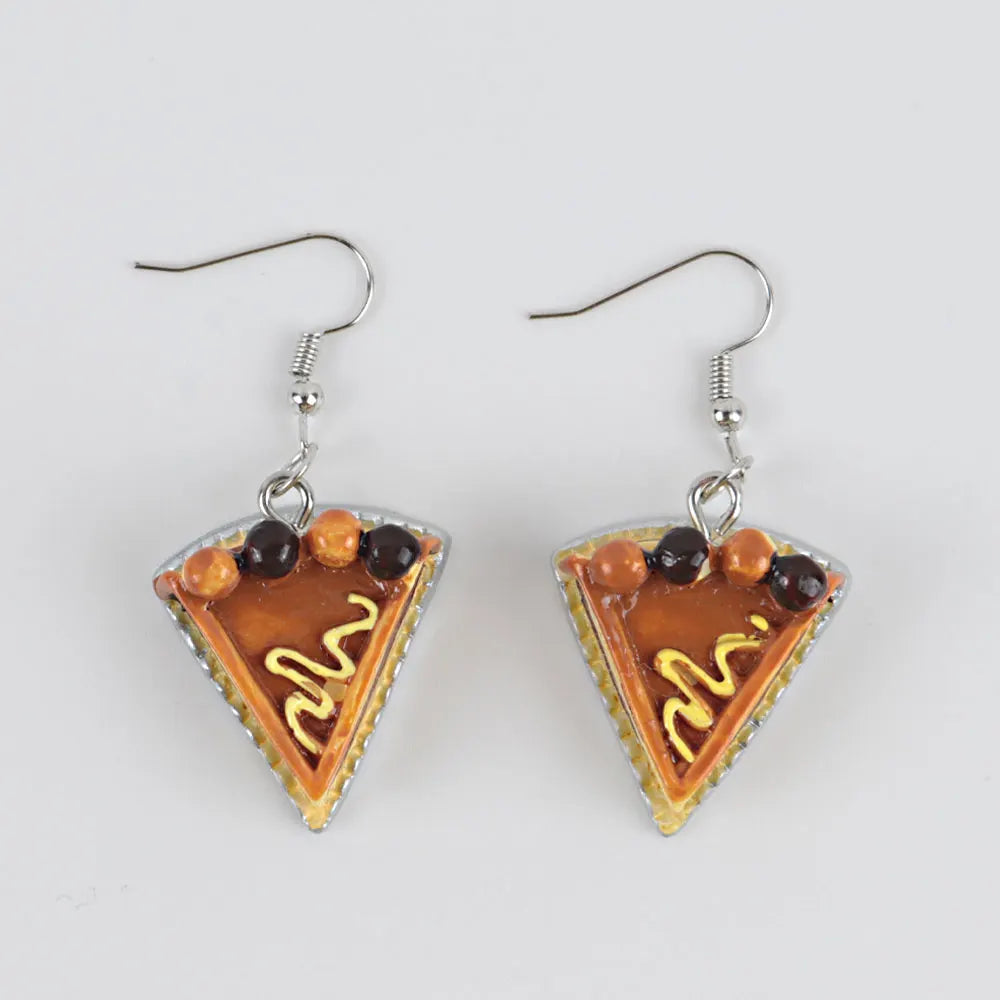 Fashion Cute Funny Chocolate Cake Drop Earrings For Women Girl Geometric Food Shape Donuts Cookies Dangle Earrings Party Jewelry