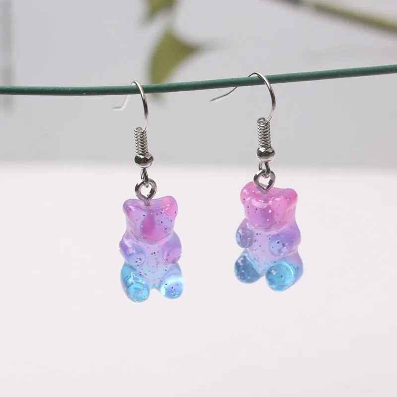 Cute Acrylic Pendants Hook Earrings Sequins Beer Bottle Women Dangle Earrings Korean Fashion Bear Small Earrings pendientes