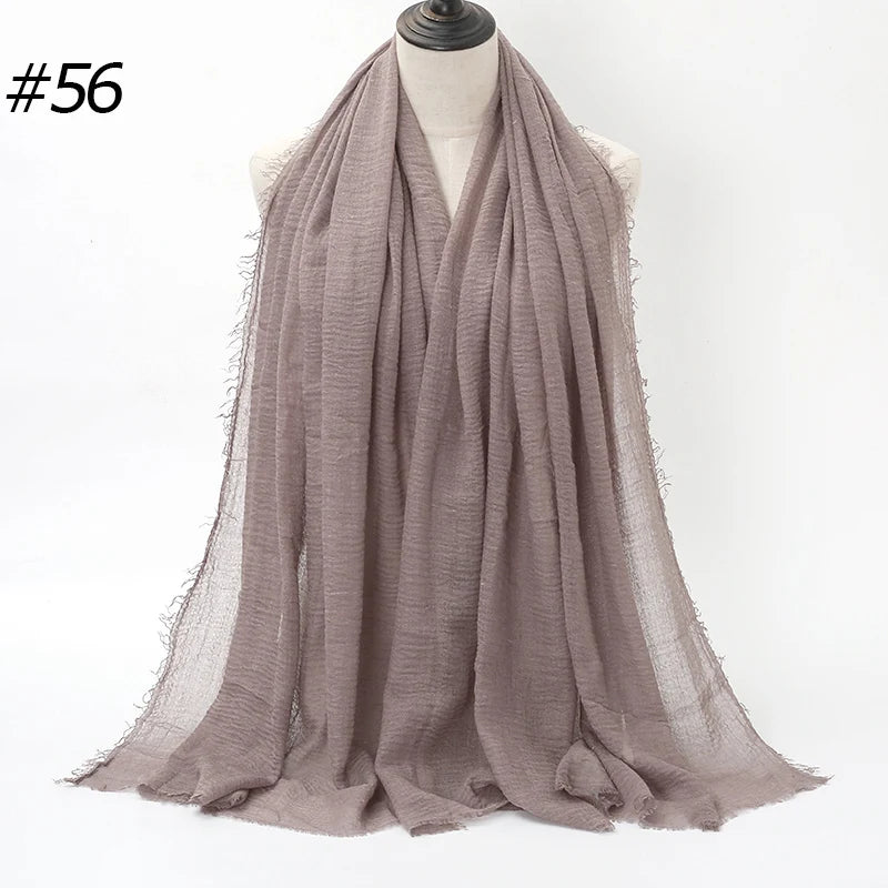 Hot Crinkle Cotton Hijab Scarf Women Scarves Bandana Turban Headscarf Muslim Shawl Africa Wrap Headband Islamic Shawls Headband