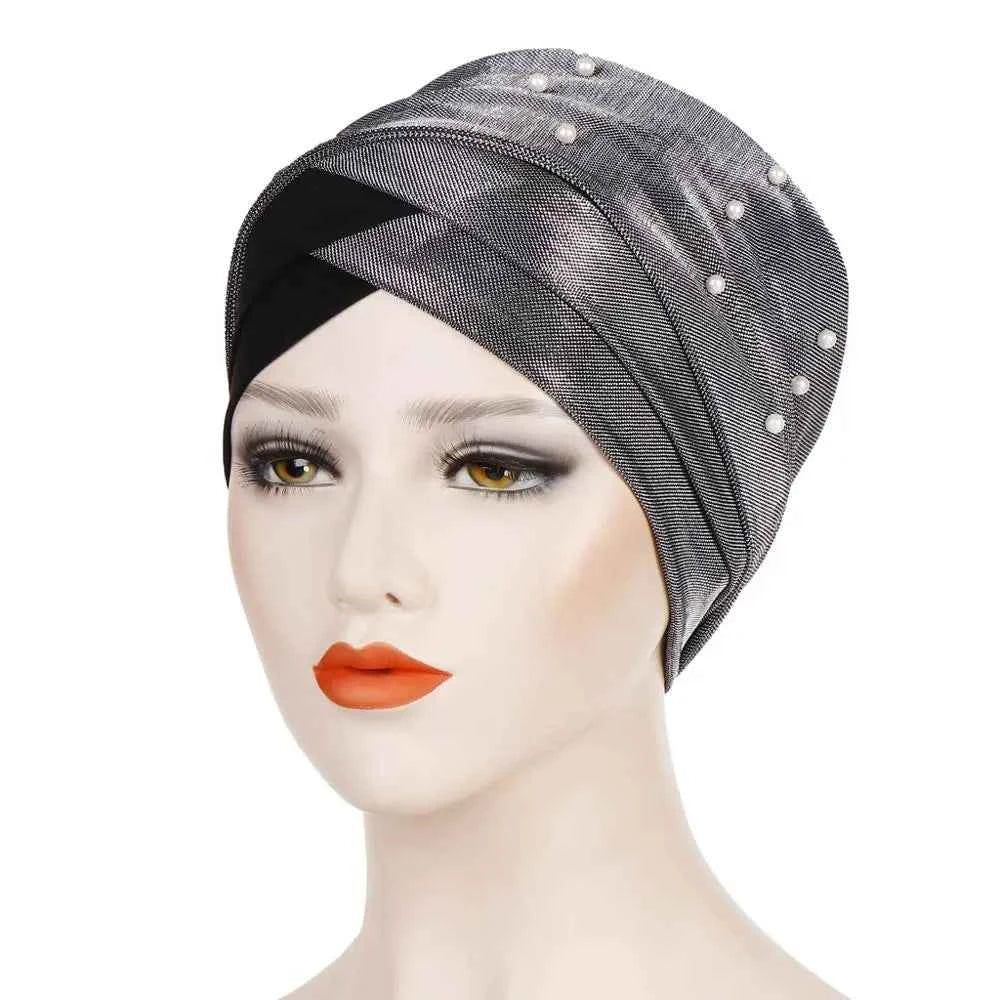 Islamic Headscarf Bonnet Muslim Women Beading Turban Hijab Caps India Africain 3 Pleats Turban Femme Musulman Turbante Mujer
