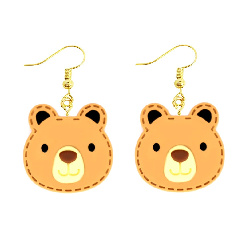 Women Earring Resin Drop Funny Custom Cute Girls Gift Eardrop Kids Animal Duck Frog Rabbit Owl Cub Gummy Flamingo