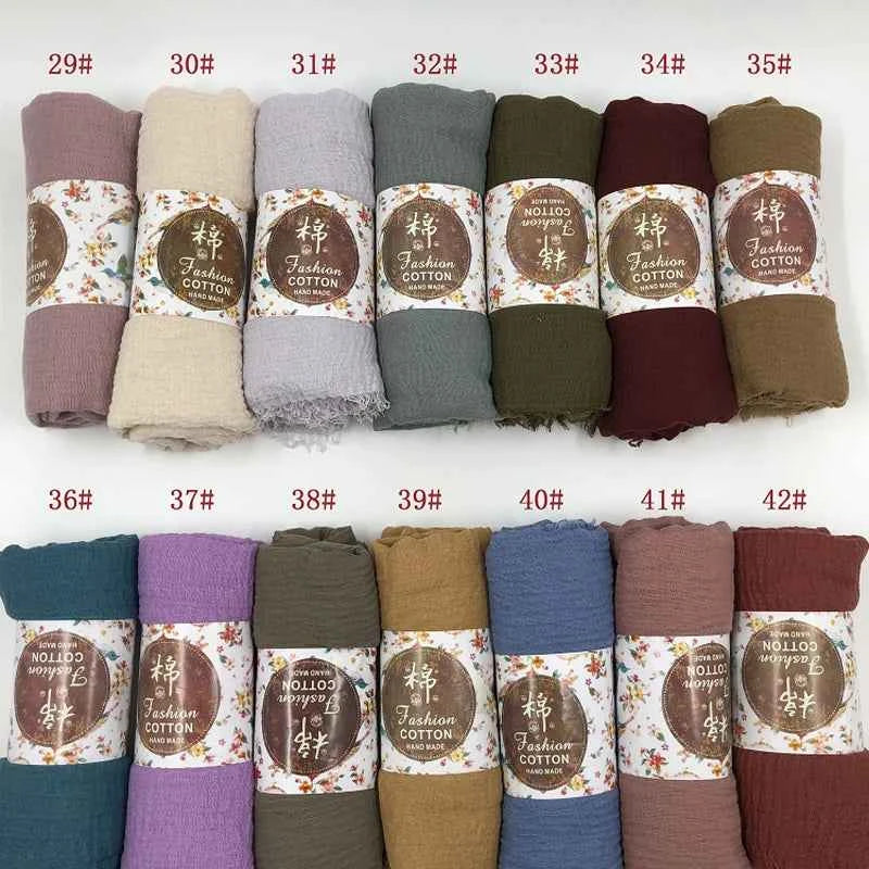 2026 Muslim Fashion Women Crinkle Hijab Scarf Soft Solid Head Scarves Turban Shawls and Wraps Hijab femme musulman kopftuch