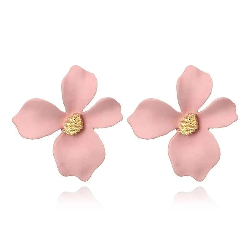 Women's Fashionable earrings 5-color Fresh flower petal ear studs alloy lady ear accessories