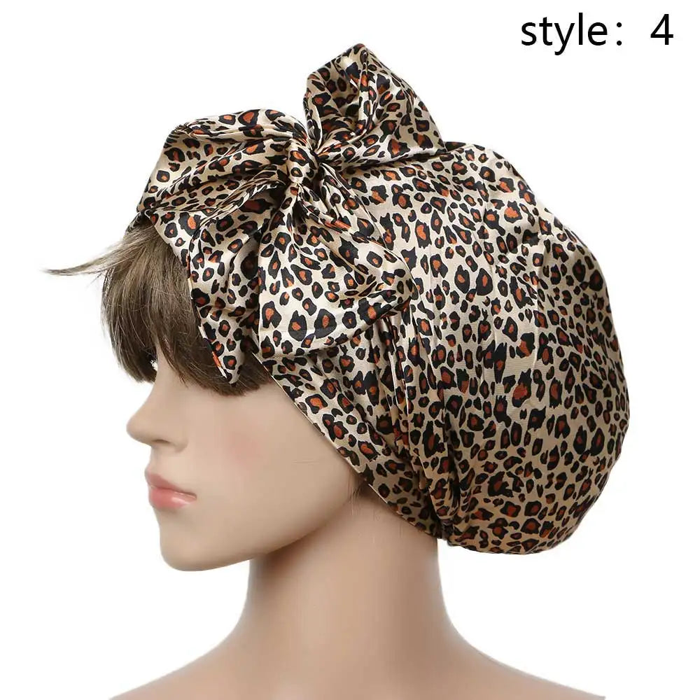 Women Fashion Sleeping Bonnet Cap Soft Pure Silk Sleep Hats Hair Care Wrap Female Night Cap 10 kinds of color