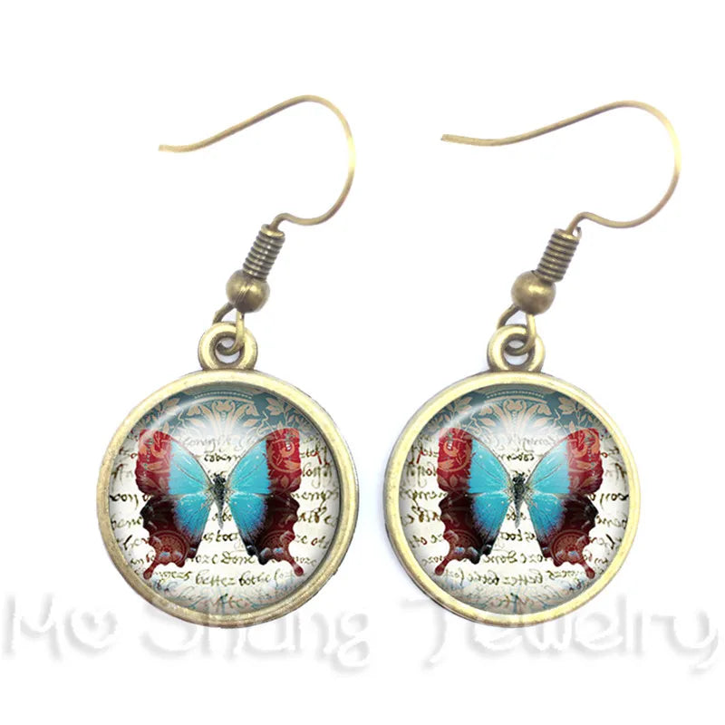 New Arrival 16mm Cabochon Glass Stone Buttons Cabochon Insect Butterfly For Drop Earrings For Women Best Gift For Her