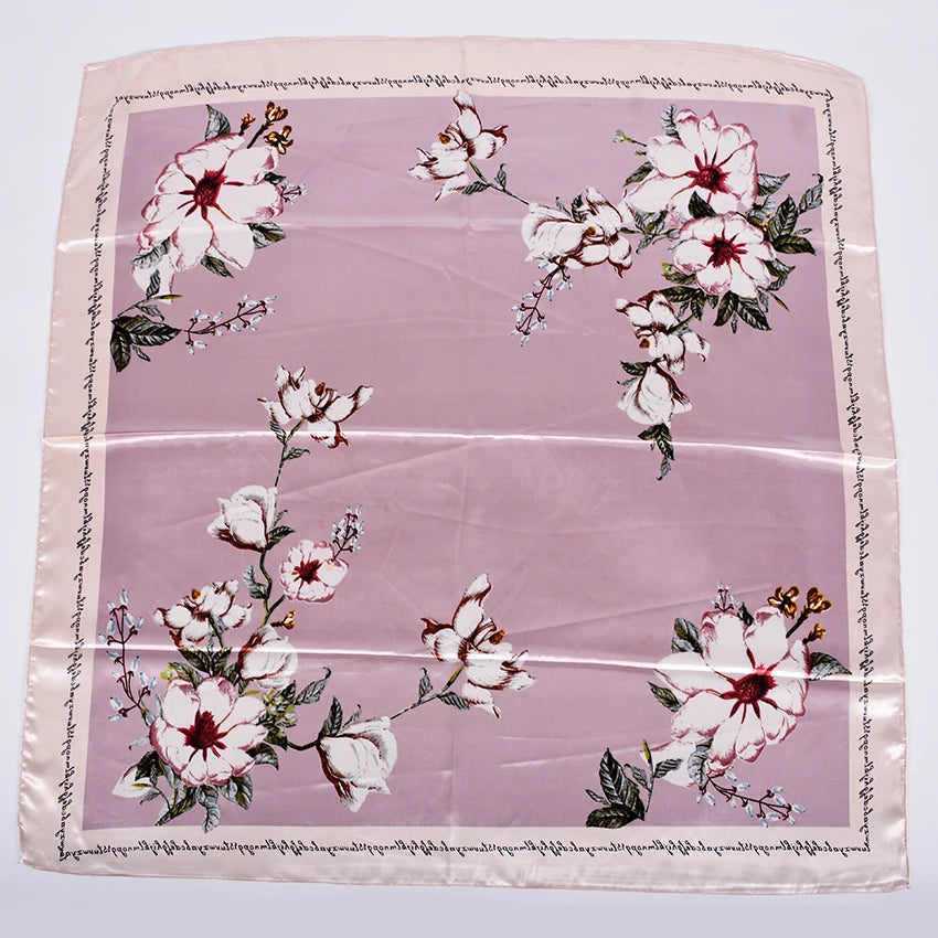 Spring And Autumn Female Satin Scarf,Big Square Scarves Hijabs Printed,Women Scarf,Purple Polyester Silk Scarf Shawl 90*90cm - NamafadStore