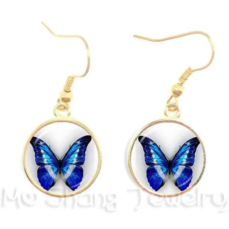 New Arrival 16mm Cabochon Glass Stone Buttons Cabochon Insect Butterfly For Drop Earrings For Women Best Gift For Her