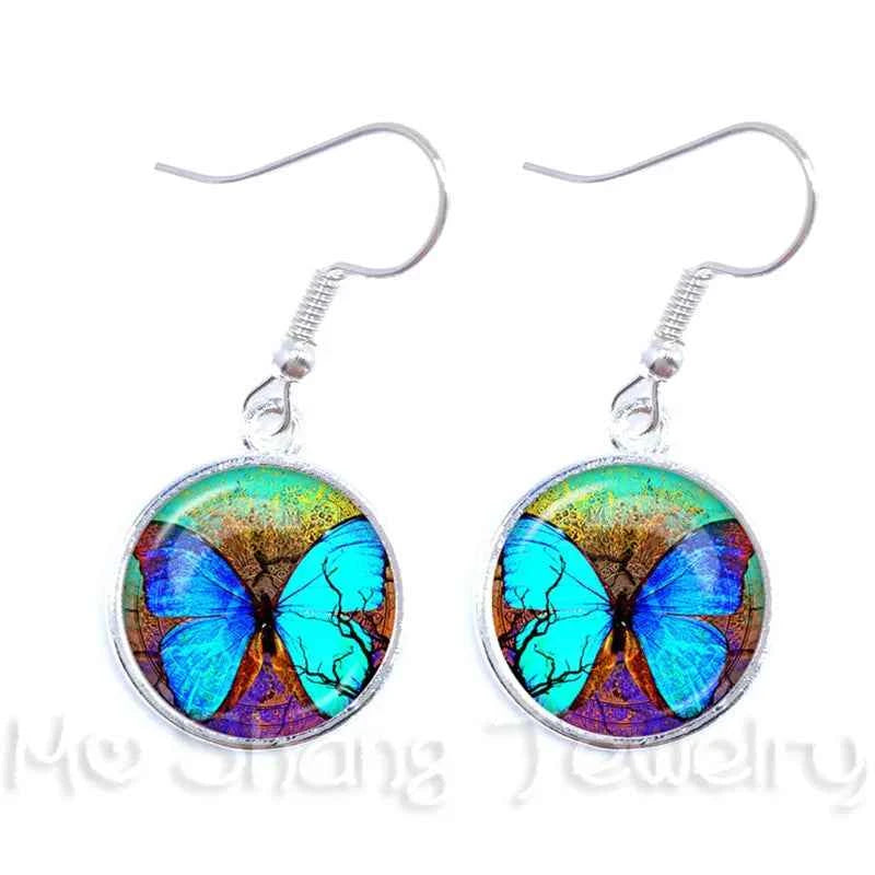 New Arrival 16mm Cabochon Glass Stone Buttons Cabochon Insect Butterfly For Drop Earrings For Women Best Gift For Her