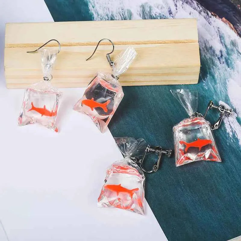 RMM Women Creative interesting Goldfish Earrings Personality Handmade Koi Fish  Female ear accessories