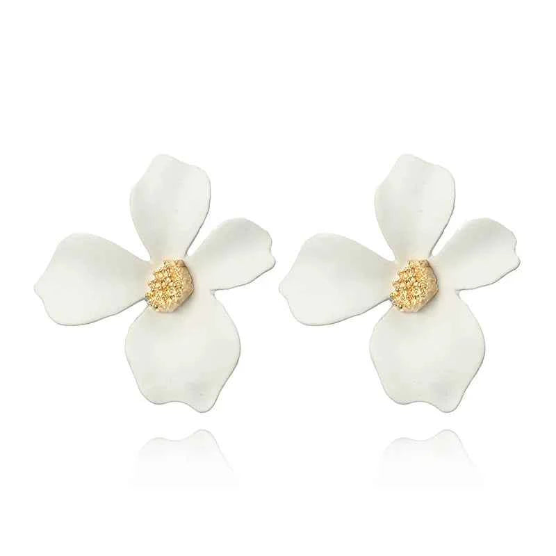 Women's Fashionable earrings 5-color Fresh flower petal ear studs alloy lady ear accessories