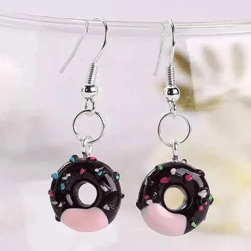 1Pair Women Drop Earrings Flatback Resin Fake Food Donuts  Jewelry  Dangle Earrings