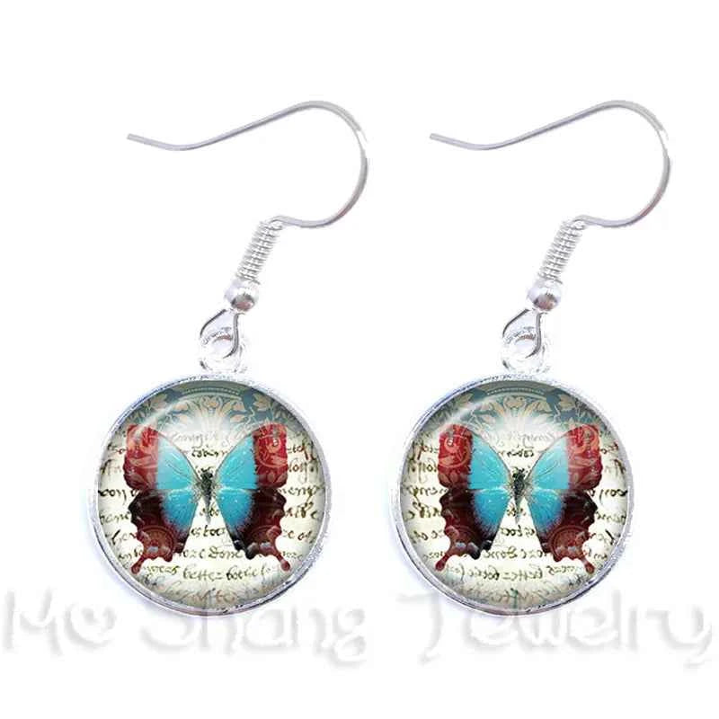 New Arrival 16mm Cabochon Glass Stone Buttons Cabochon Insect Butterfly For Drop Earrings For Women Best Gift For Her