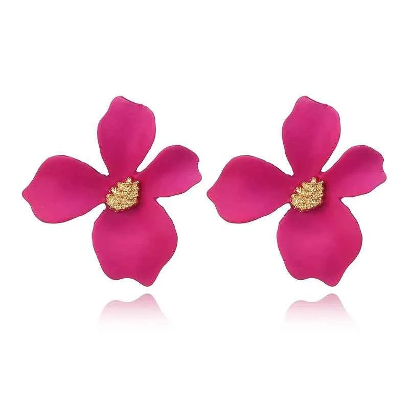 Women's Fashionable earrings 5-color Fresh flower petal ear studs alloy lady ear accessories