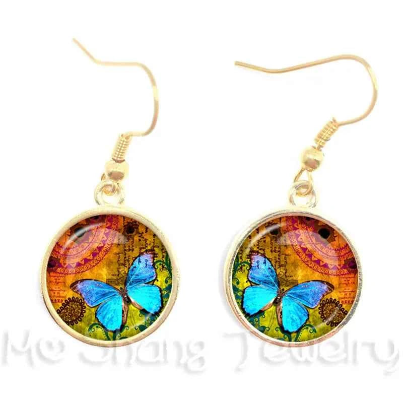 New Arrival 16mm Cabochon Glass Stone Buttons Cabochon Insect Butterfly For Drop Earrings For Women Best Gift For Her
