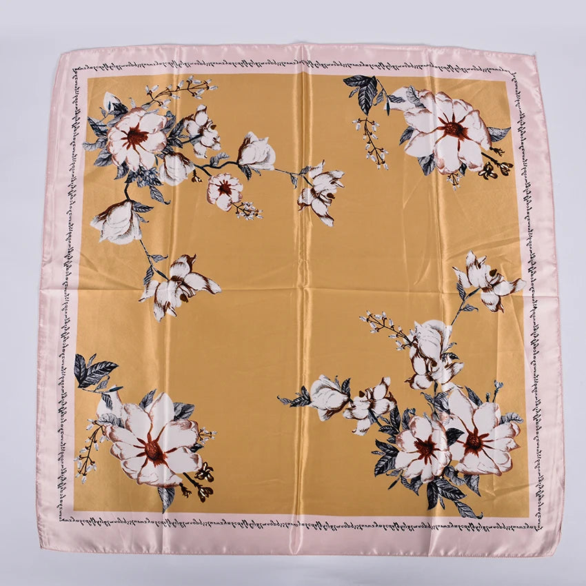 Spring And Autumn Female Satin Scarf,Big Square Scarves Hijabs Printed,Women Scarf,Purple Polyester Silk Scarf Shawl 90*90cm - NamafadStore