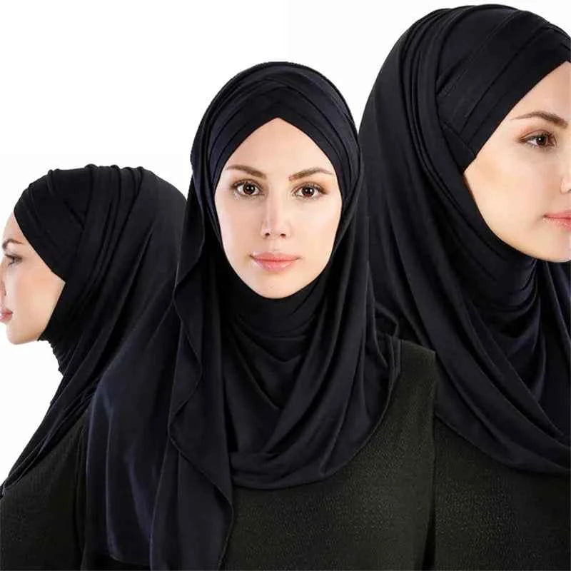 2020 muslim jersey instant hijab scarf for women femme musulman ready to wear hijabs underscarf cap and headscarf two in one