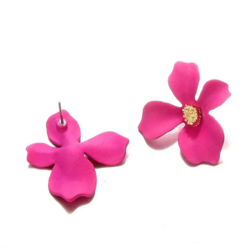 Women's Fashionable earrings 5-color Fresh flower petal ear studs alloy lady ear accessories