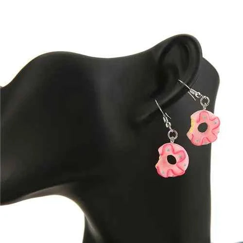 1Pair Women Drop Earrings Flatback Resin Fake Food Donuts  Jewelry  Dangle Earrings