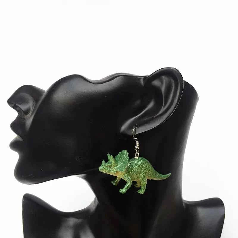 Donarsei Funny 3D Dinosaur Resin Drop Earrings For Women Cute Handmade Animal Dinosaur Dangle Earrings Gift
