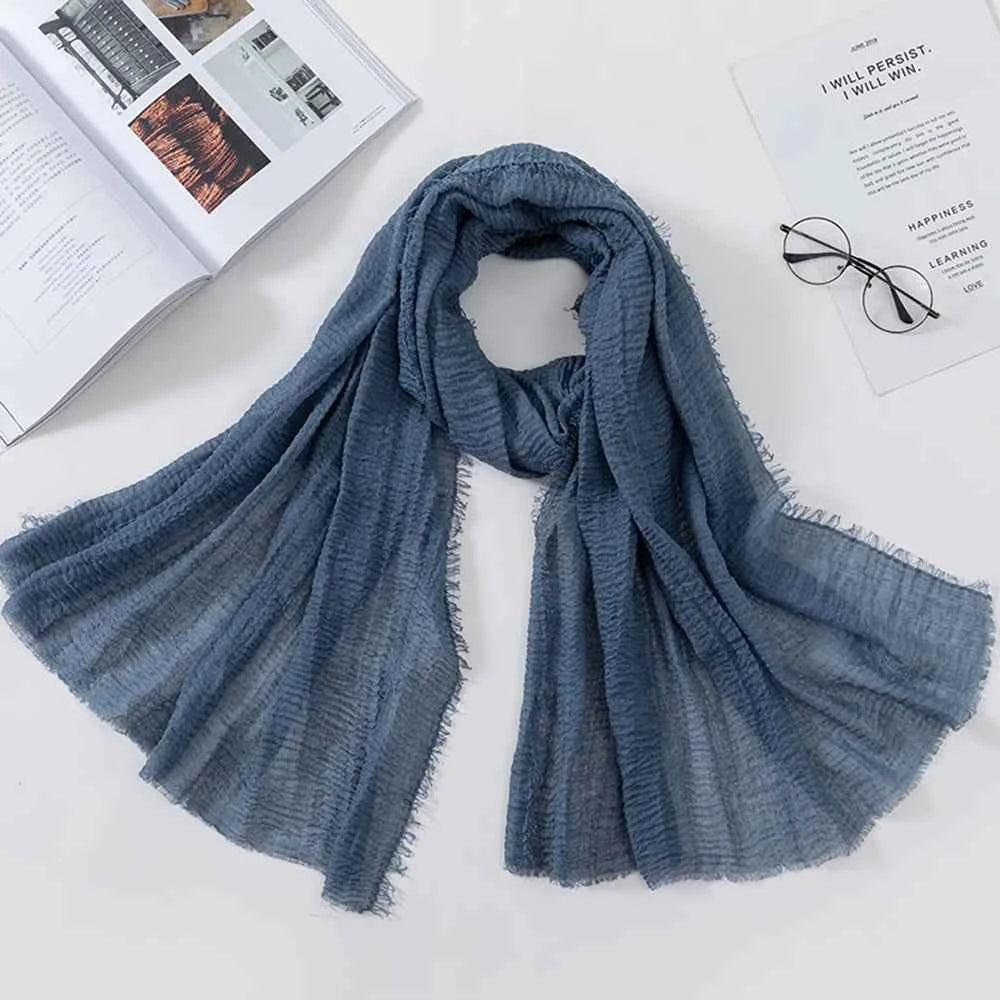 2026 Muslim Fashion Women Crinkle Hijab Scarf Soft Solid Head Scarves Turban Shawls and Wraps Hijab femme musulman kopftuch