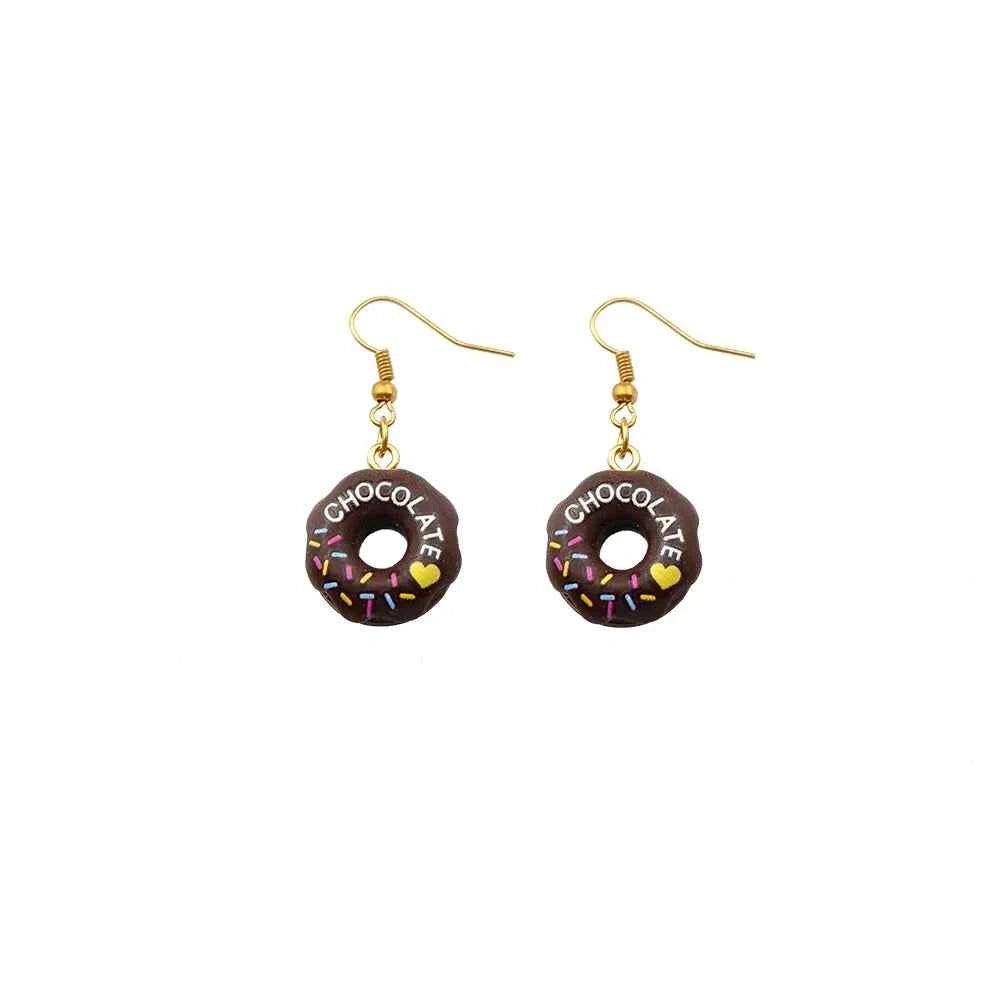 Cute Donuts Chocolate Earring For Women Resin  Biscuits Drop Earrings Children Handmade Jewelry DIY Gifts